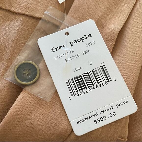 FREE PEOPLE Silky Satin Low V-neck Button Front Long Sleeve Belted Jumpsuit XS - Picture 12 of 12